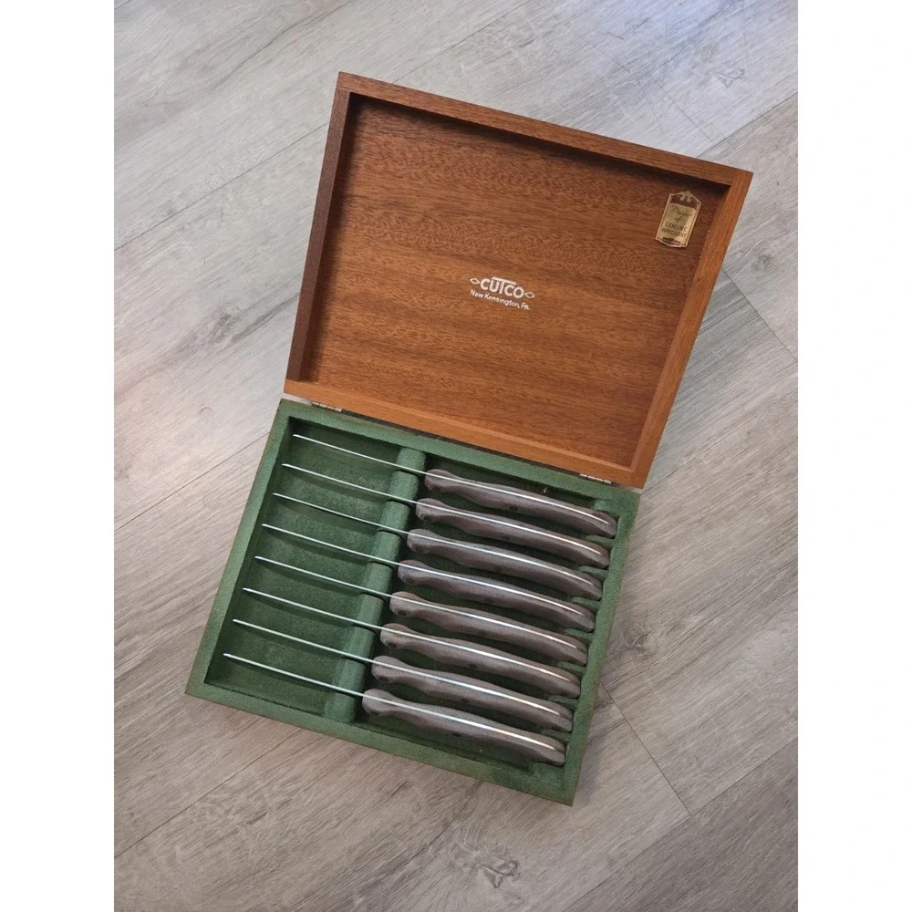 Cutco Stainless Steel Steak Knife Set with Green Insert